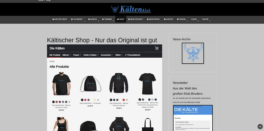 Endlich da: Der kältische Shop