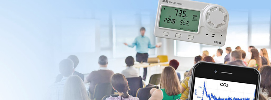 Mit dem Hobo Teaser lassen sich neben dem CO2-Gehalt auch Temperatur und Luftfeuchte messen, visualisieren, speichern und die Werte weiterleiten.