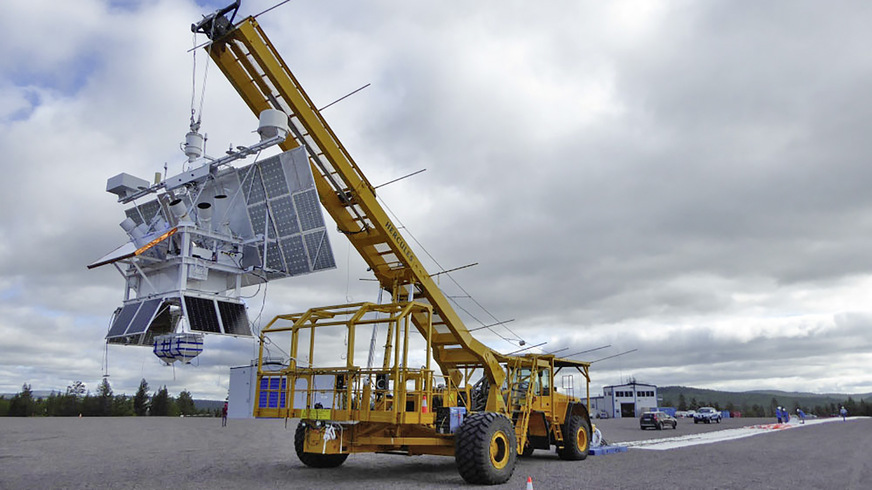 Die am Startfahrzeug hängende Ballongondel