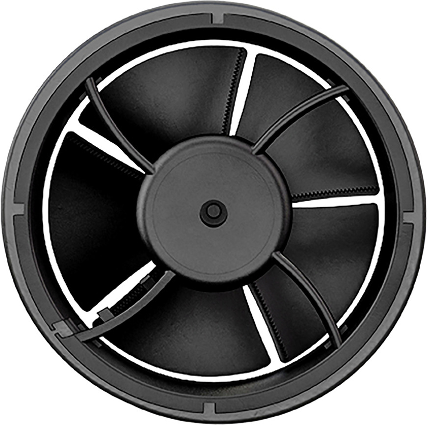 Die spezielle Anordnung der Ventilatorblätter sorgt für eine natürliche Schallbarriere.