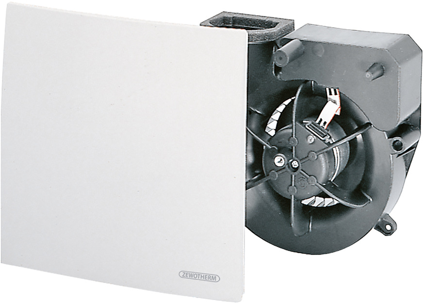 Der Ventilatoreinsatz im Entlüftungssystem Zewo ER EC hat einen robusten EC-Motor mit beidseitig geschlossenen Kugellagern, die nur wenig Energie verbrauchen, und einem thermischem Überlastungsschutz.
