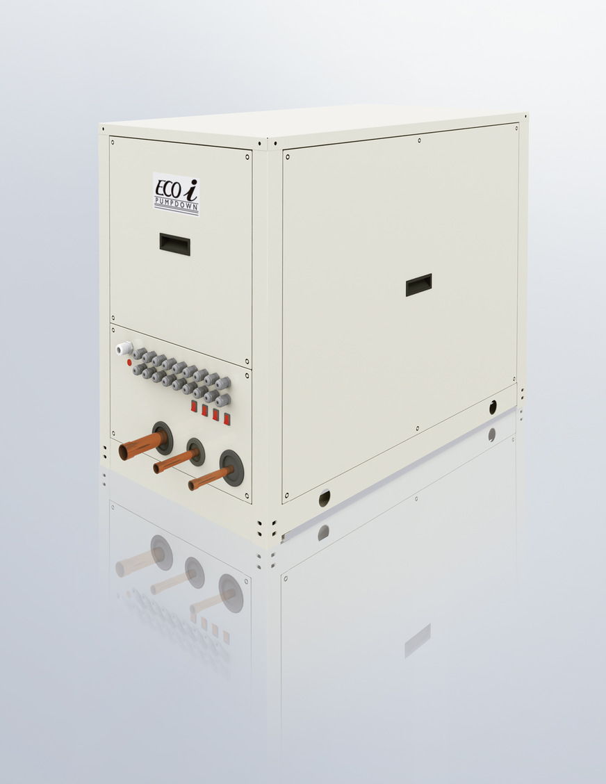 Das Pump-Down-System von Panasonic detektiert Leckagen, aktiviert die Kältemittelabsaugung, speichert das Kältemittel und kann zudem die Absperrventile betätigen.