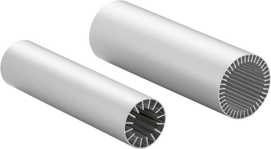 Um einen Wärmeübertragungsgrad von 90 Prozent zu erreichen, sind die inneren Oberflächen der Kühlrohre durch Rippen nahezu vervierfacht.