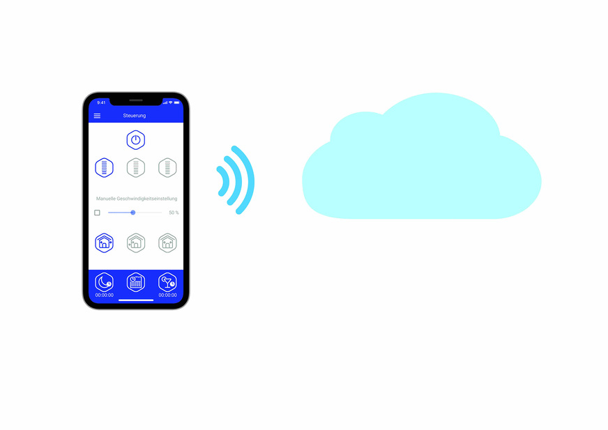 Über eine Cloud-Lösung lässt sich die Lüftungsanlage auch von unterwegs steuern.