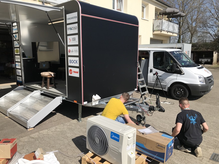 Blick auf den einbau des Außengerätes.