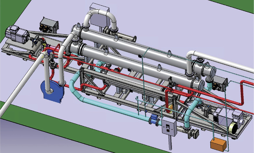 Bild 7: Die Pilotanlage CoBra (200 kW Wärme bei 350 °C, 80 kW Kälte bei − 80 °C) dient als Versuchsstand mit dem Ziel, die Austrittstemperatur nach und nach auf 500 °C zu steigern und in den MW-Bereich zu skalieren.
