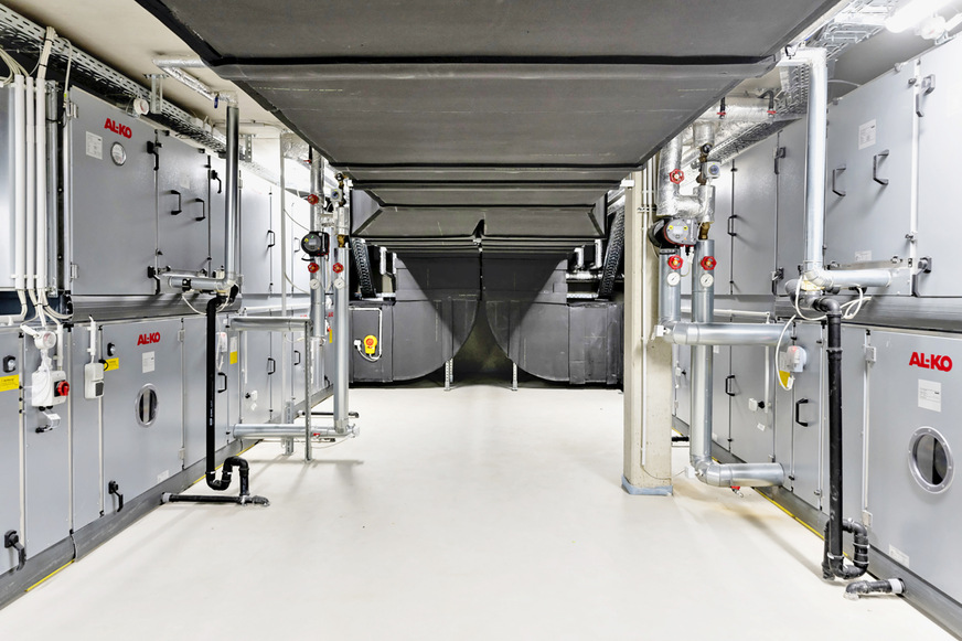 Zentrale Teil­klima­anlagen zur Sicher­stellung der&nbsp;­erforderlichen Außenluft­raten.