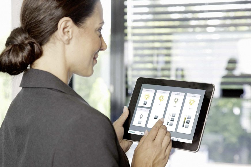Das Bestimmen von Parametern für Heizung, Lüftung, Klimaanlagen und Beleuchtung ist auch per Smartphone oder Tablet möglich.