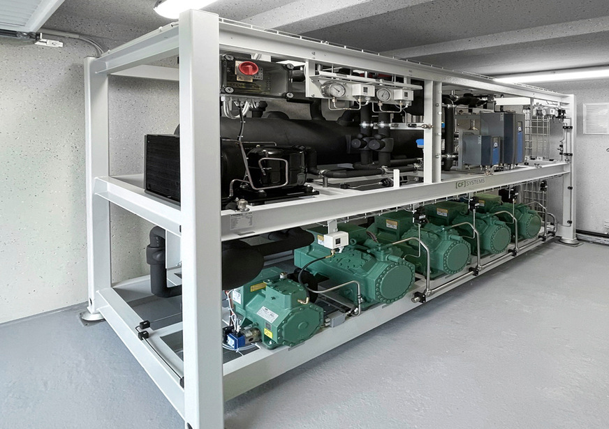 Herzstück der neuen Kälteanlage in Bösleben - Das CO2 Booster System von Fischer Kälte-Klima.