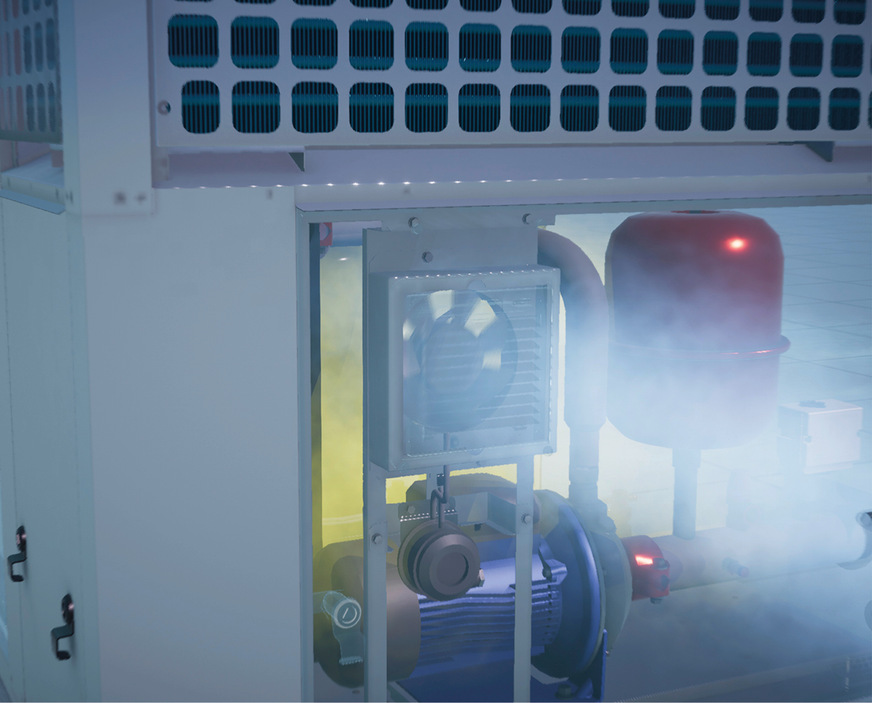 Das Sicherheitskonzept für die Kälteanlage und Wärmepumpe „SYSAQUA BLUE“ überprüft täglich die einwandfreie Funktion des Entlüftungssystems.