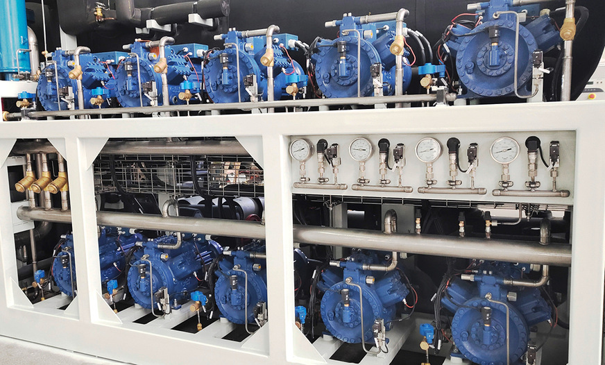 In der Ice Skating Hall arbeitet ein Verdichter-Verbund mit je fünf ­transkritischen HGX 46 / 345-4 S CO2 T und fünf HGX 46 / 440-4 ML CO2 T