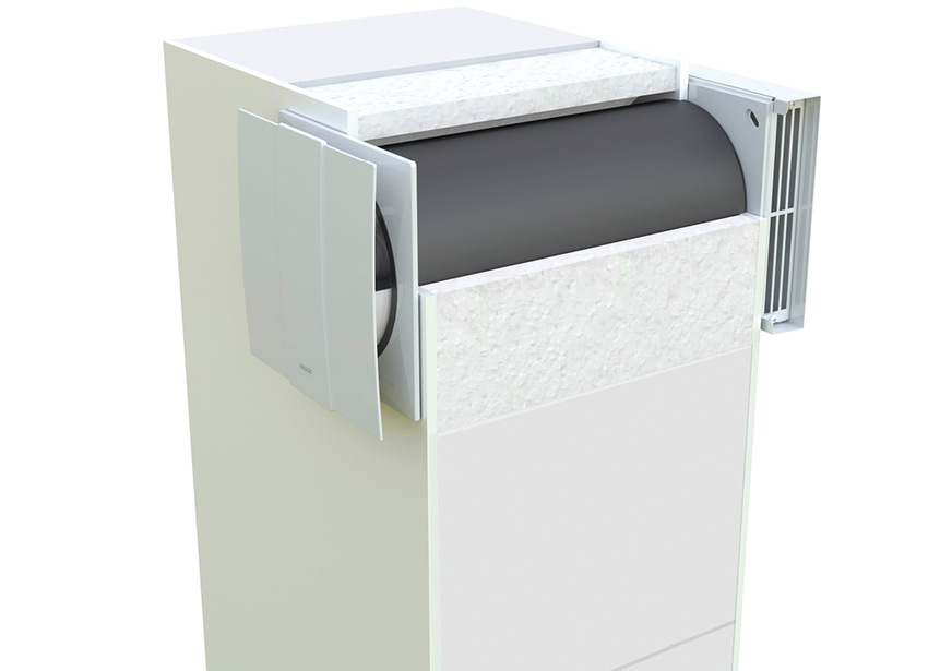 Einbau einer dezentralen Lüftung in das Mauerwerk.