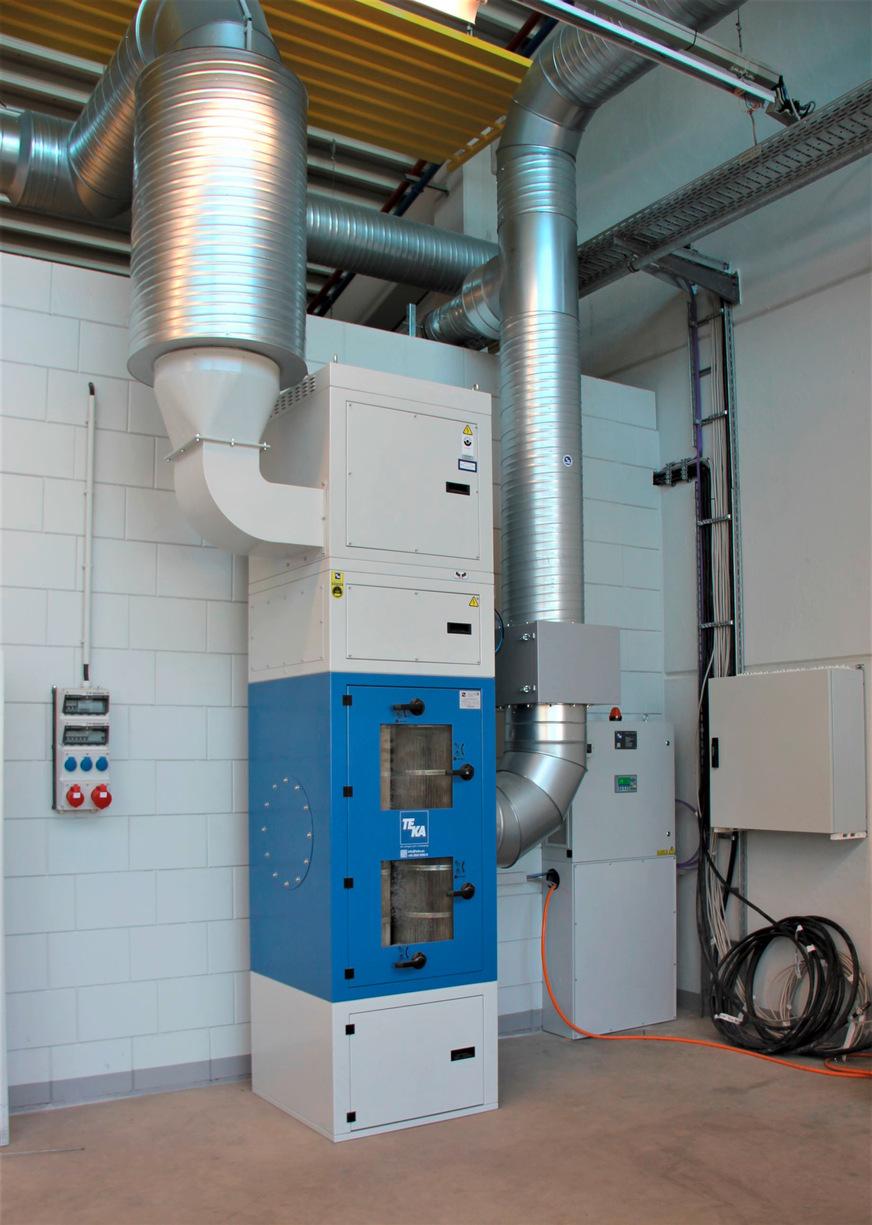In der neuen Schweißhalle sorgt ein System Filtercube für die punktuelle Absaugung von Schweißrauch und ebenso für die Hallenabsaugung im Push-Pull-System.
