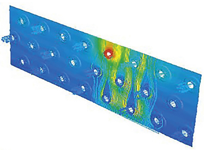 ﻿Bild 4: Zur Optimierung des Gaskühlers werden umfangreiche CFD-Analysen ­durchgeführt