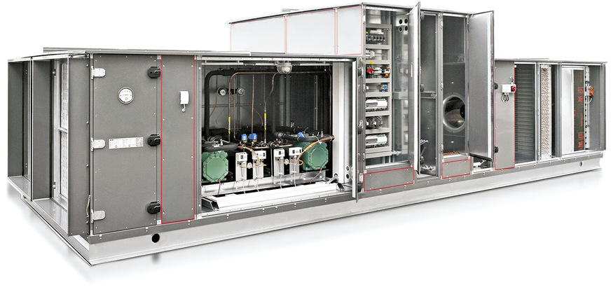 Modulare&nbsp;Lüftungslösung KG Top von Wolf&nbsp;mit integrierter Kälteanlage inkl. Regelung.