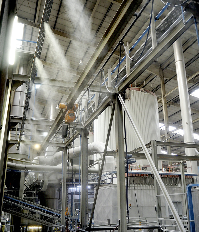 Adiabate Verdunstungskühlung in der Argelith Fertigung.