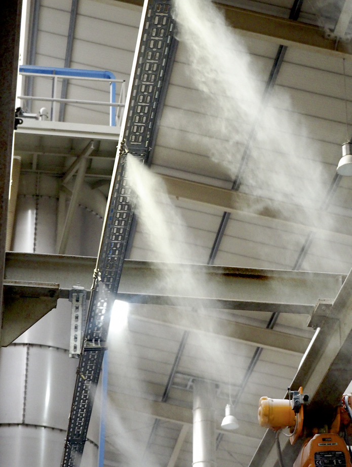 Hochdruck-Düsen ML Flex von Condair zur Raumluftbefeuchtung im Einsatz.