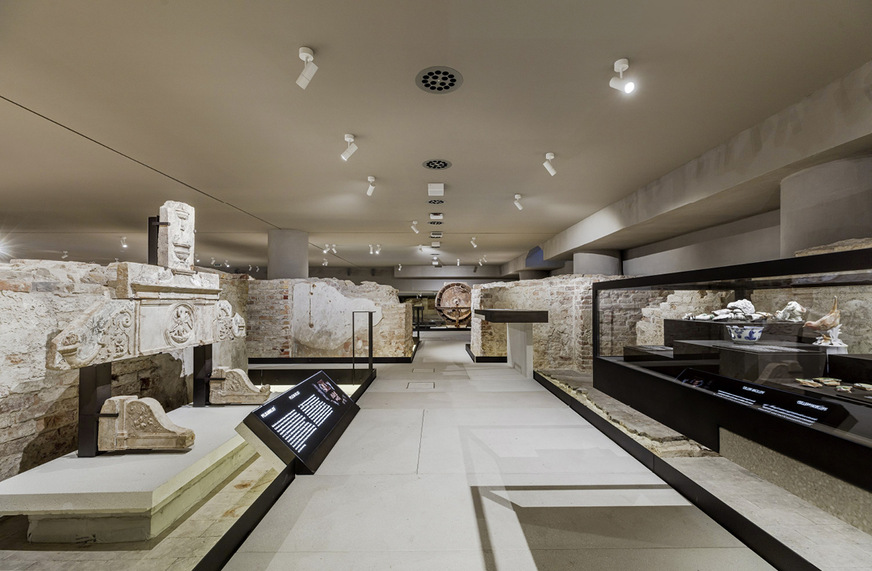 Im Schlosskeller kam das BTA-Lüftungssystem Concretcool von Kiefer Klimatechnik zum Einsatz. Über Sonder-Frontblenden wird die Zuluft nach unten in die Ausstellungsräume eingeblasen.