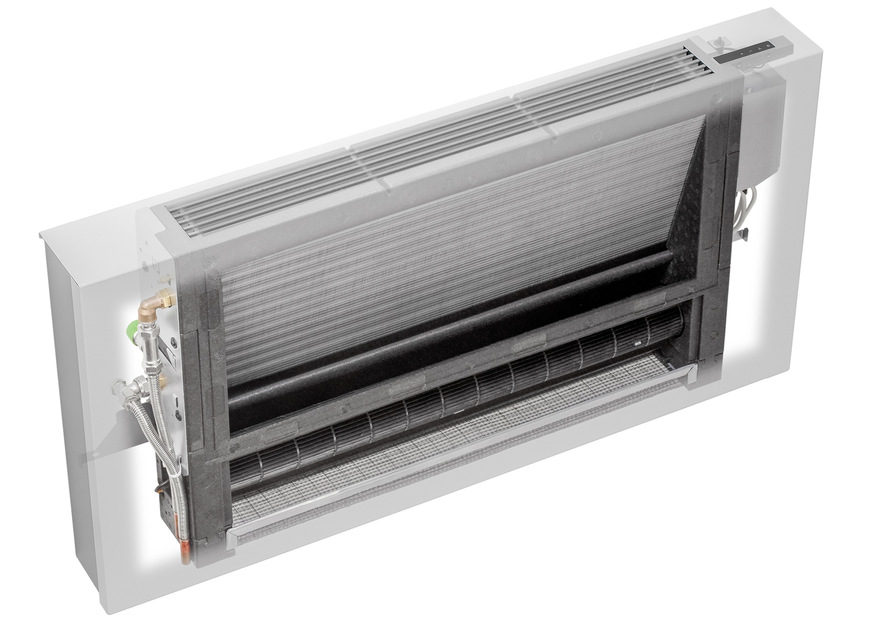 Der Wärmepumpenheizkörper ist mit einem energiesparenden EC-Motor ausgestattet. Der Querstromventilator arbeitet leise und ist wegen seiner passgenauen EEP-Formteile strömungsoptimiert für eine hohe Effizienz und Leistung.