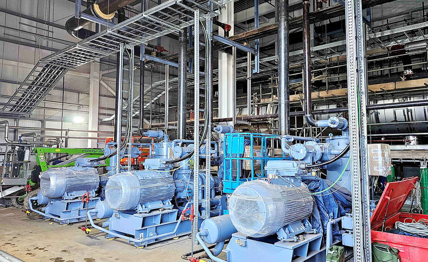 GEA Grasso Kolbenkompressoren, gekoppelt mit Schrauben als Booster.