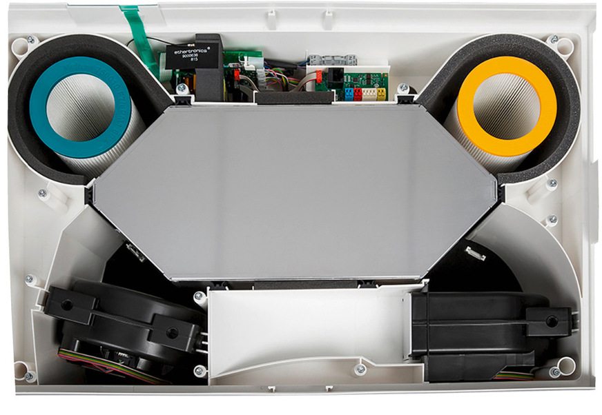 Blick in das Innenleben des Lüftungsgerätes M-WRG-II.