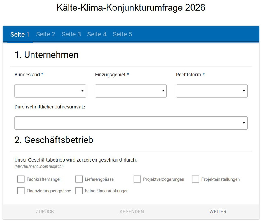 Die Teilnahme an der Kälte-Klima-Konjunkturumfrage des VDKF dauert online nur wenige Minuten