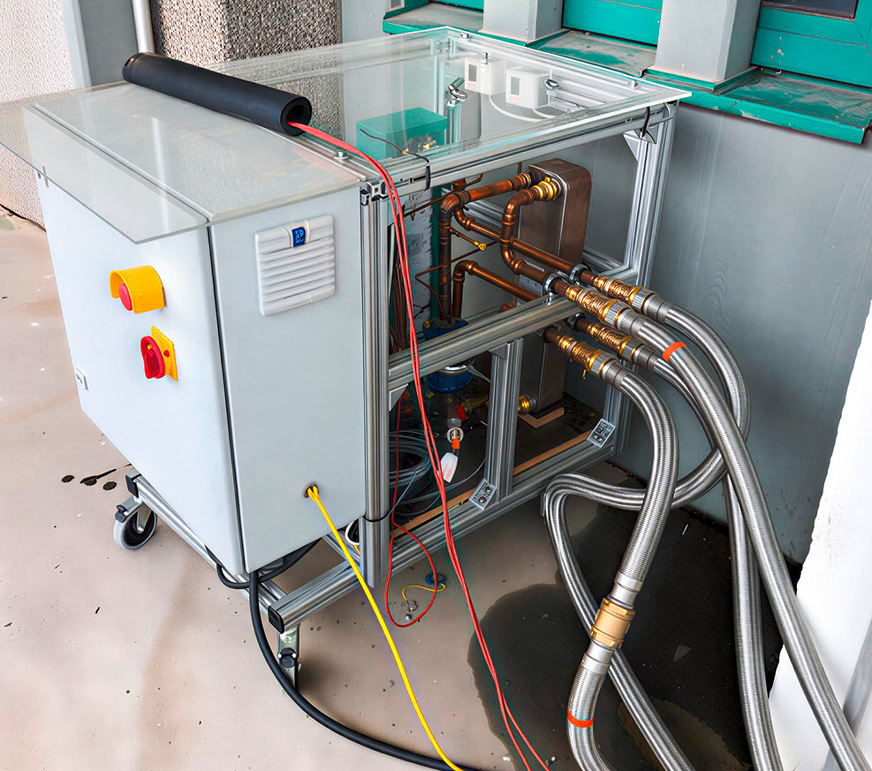 Die R 290-Wärmepumpe dient für den Versuchsaufbau als Kältemaschine.