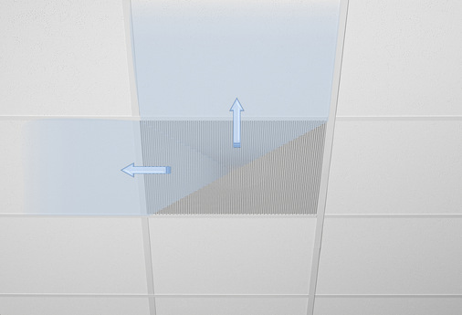 Anpassung der Luftausströmung bei Lamellen­durchlässen durch rückseitige Abdeckbleche