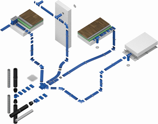 Mit dem besonders flachen Lüftungsrohrsystem FFS wird verbrauchte Luft zuverlässig aus den Ablufträumen abtransportiert und den Zulufträumen frische, saubere Luft zugeführt.