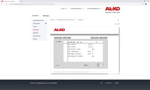 Mithilfe des Fernzugriffsportals ist immer und überall ein vollständiger Zugriff auf das zentrale Bediengerät der RLT-Anlage möglich.