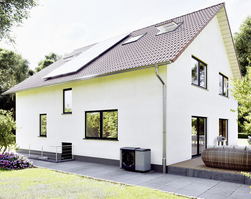 Der geschlossene Kältekreislauf einer Luft-/Wasser-Wärmepumpe in Monoblockbauweise befindet sich in der Außeneinheit. Diese Wärmepumpe kommt mit nur wenig Erdarbeiten aus und ist zudem  genehmigungsfrei.