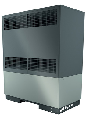 In diesem Fall kommt die außen aufgestellte, reversible Luft/Wasser-Wärmepumpe unterstützend zum Einsatz und erbringt die erforderliche Heiz- und Kühlleistung. Wird beispielsweise das MRT nicht betrieben, fehlt diese Energie. Das Gebäude muss dennoch beheizt werden.  Oder im umgekehrten Fall: Das MRT wird betrieben, es wird aber im Gebäude keine Heizenergie benötigt. In beiden Fällen kommt die Luft/Wasser-Wärmepumpe zum Einsatz, um die beiden Pufferspeicher zu heizen oder zu kühlen.