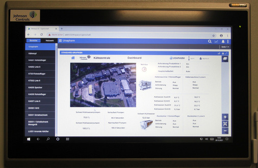 Über das Dashboard läuft die übergeordnete Steuerung für die komplette Kälteerzeugung der neu aufgebauten Produktionsstätte bei Ursapharm.