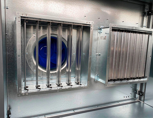 Die von Wolf  entwickelte  selbsttätige Fanwallklappe ist eine effektive Lösung mit wenig Bauteilaufwand. Bei einem typischen Ventilatorwirkungsgrad von > 70 Prozent errechnet sich ein elektrischer Leistungsbedarf von weniger als 2,8 Watt je 1000 m³/h Luftleistung.