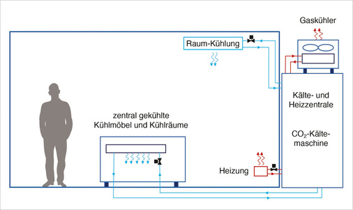 Ein Vorteil der zentralen Anlagen ist, dass die Kühlmöbel keinen Kompressor benötigen und somit mehr Platz für die Produkte zur Verfügung steht.