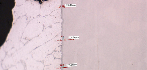 Vermessung der entstandenen intermetallischen Phasen bei der Al-CNS-Verbindung.