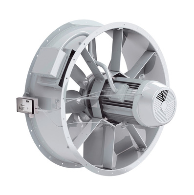 Montagebeispiel: Lager-Zustandsdiagnostik (LZD) an einem Brandgas-Axial-Niederdruckventilator.