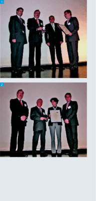 1 Ewald Preisegger (2.v.r.) wurde mit der DKV-Münze geehrt. Rainer Henrici 
(ganz links) hatte zuvor in seiner Ansprache ausführlich Preiseggers 
Engagement bei der Umsetzung von Wissenschaft und Technik in die Praxis 
dargestellt. Dr. Frank Rinne und…