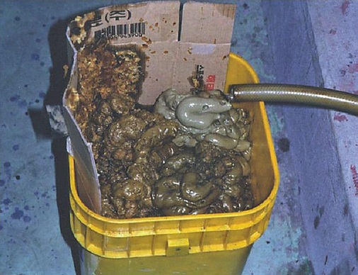 Ölschlamm aus einer Schraubenverdichter-Kälteanlage mit Ammoniak
