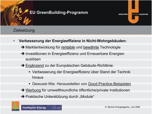 Ziele des Europäischen GreenBuilding-Programms
