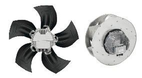 Axialventilatoren sind prädestiniert zur Förderung großer Luft­mengen bei 
geringem Gegendruck (links). Für Einsätze, die einen sehr hohen Druckaufbau 
bei eher geringerem Volumenstrom erfordern, sind Radialventilatoren die 
richtige Wahl
