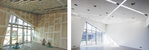 Bodenaufbau im Erdgeschoss (fertiger Zustand rechts)
