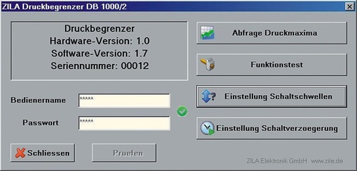 Hauptmenü des mitge­lieferten PC-Programms
