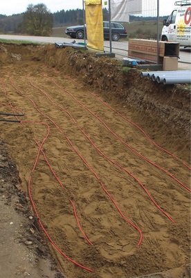 Die Verlegung des Erdkollektors im Außenbereich
