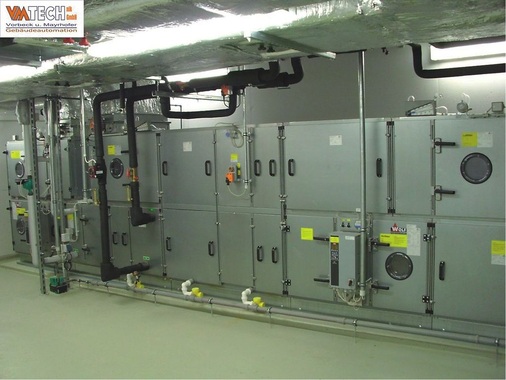 Die zentrale Lüftungsanlage des Städtischen Krankenhauses Kiel angelegt als 
Linksherzkathetermessplatz (LHKM).
