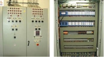 Früher und heute: Die alte Schaltschranktechnik für die Operationsräume 
(l.) und der neue Schaltschrank für die LHKM (r.).
