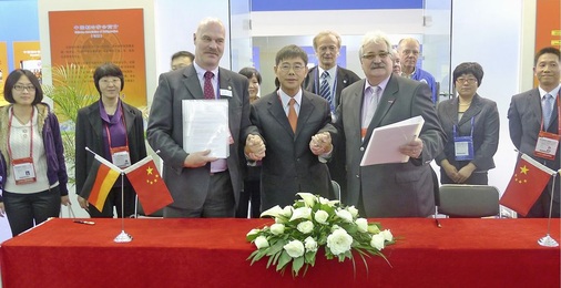 Die BIV-Delegation mit chinesischen Vertragspartnern auf der China 
Refrigeration in Shanghai.
