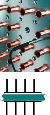 Bild 8 b: Küba-Heizstabrohr mit formschlüssiger Verbindung zur Lamelle
