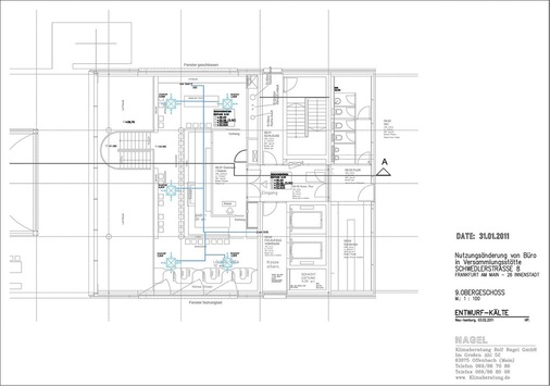 Grundriss des Bar- und Lounge-Bereiches im 9. Obergeschoss
