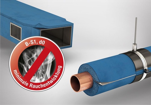 Bild 5: Armaflex Ultima, der erste flexible technische ­Dämmstoff mit 
äußerst geringer Rauchdichte für eine höhere Personensicherheit im 
Brandfall
